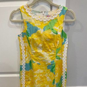 Lilly Pulitzer Yellow and Blue Floral Shift Dress